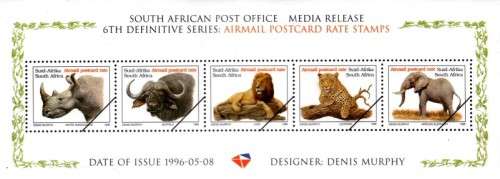 South Africa - 1996 Big Five Media Release MNH