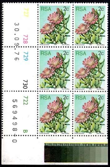 South Africa - 1977 Proteas 2c Control Block (1976.09.30) Pane B MNH SACC 419