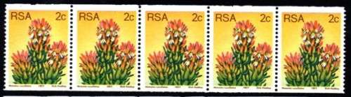 South Africa - 1977 Proteas 2c Coil Strip Unnumbered MNH SACC 436