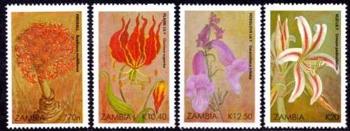 Zambia - 1989 Christmas Flowers Set MNH SG 604-607