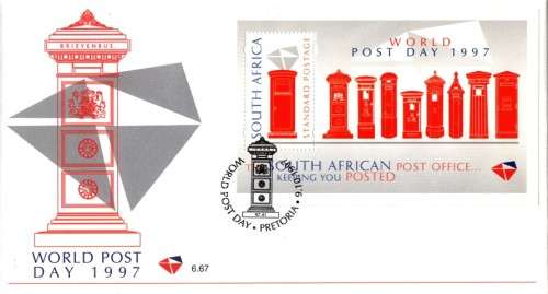 South Africa - 1997 World Post Day FDC 6.67