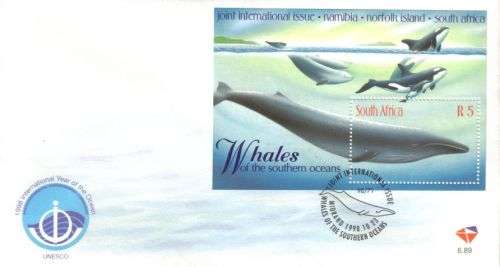 South Africa - 1998 Whales UNESCO Joint Issue MS FDC 6.89
