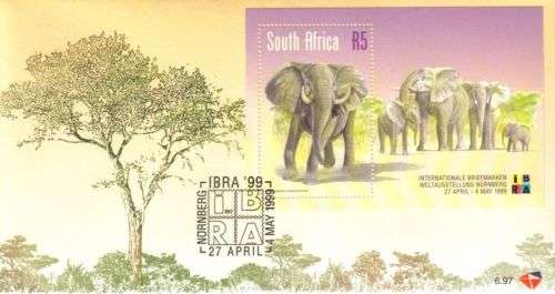 South Africa - 1999 IBRA Stamp Exhibition Elephants FDC 6.97