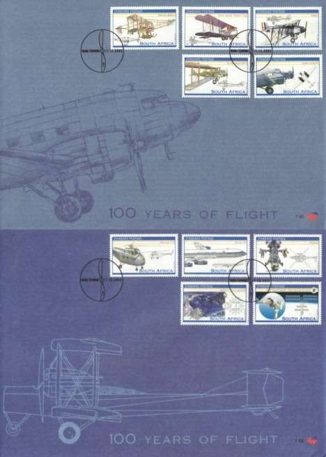 South Africa - 2003 100 Years of Flight FDC Set 7.65 + 7.66