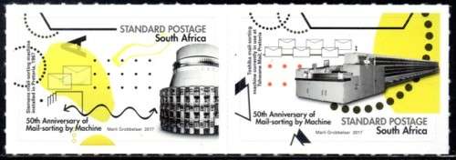 South Africa - 2017 WPD 50th Anniversary of Mail-sorting Machine Pair MNH
