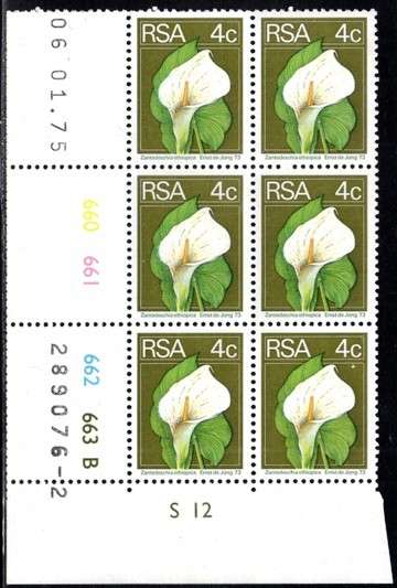 South Africa - 1975 2nd Definitive 4c Control Block (1975.01.06) Pane B MNH SACC 362