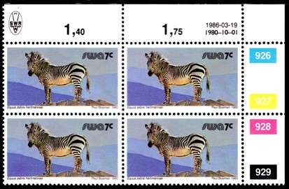 SWA - 1986 Definitive Wildlife 7c Reprint 1986.03.19 Control Block MNH