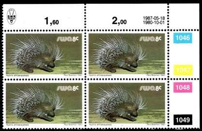 SWA - 1987 Definitive Wildlife 8c Reprint 1987.05.18 Control Block MNH