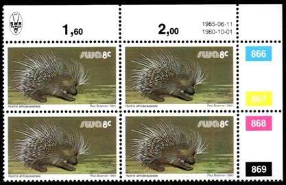 SWA - 1985 Definitive Wildlife 8c Reprint 1985.06.11 Control Block MNH