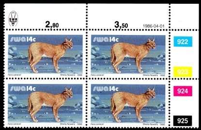 SWA - 1986 14c Caracal Additional Value Control Block MNH SACC 472