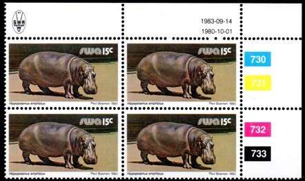 SWA - 1983 Definitive Wildlife 15c Reprint 1983.09.14 Control Block MNH