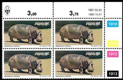 SWA - 1987 Definitive Wildlife 15c Reprint 1987.02.23 Control Block MNH