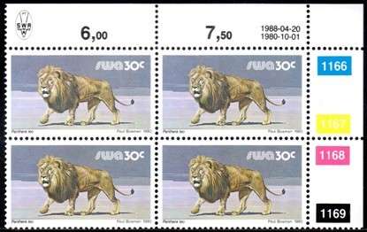 SWA - 1988 Definitive Wildlife 30c Reprint 1988.04.20 Control Block MNH