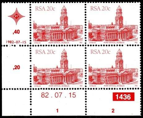 South Africa - 1982 Definitive Architecture 20c 1436 82.07.15 Control Block SACC 526