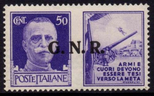 Italy Socialist Republic - 1944 GNR Propaganda 50 Cent. MNH