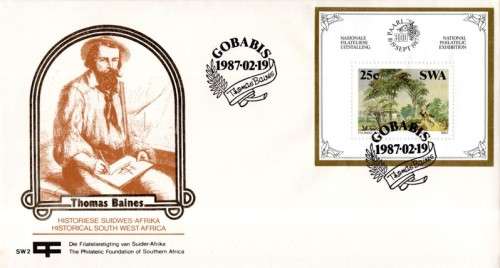 SWA - 1987 Thomas Baines Philatelic Foundation MS FDC SW2