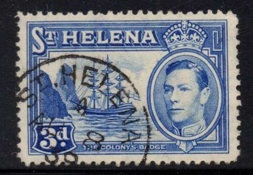 St Helena - 1938 KGVI 3d ultramarine Used SG 135