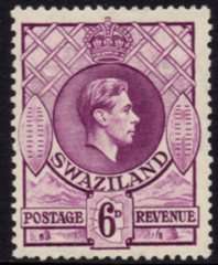 Swaziland - 1938-1954 KGVI 6d p13.5x13 MH SG 34