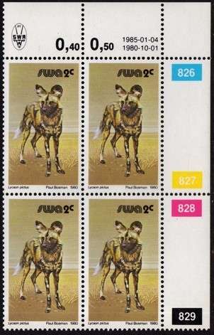 SWA - 1989 Definitive Wildlife 2c Reprint 1985.01.04 Control Block MNH