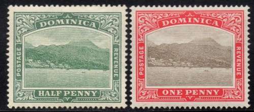 Dominica - 1903 wmk Crown CA 1/2d + 1d MH SG 37-38