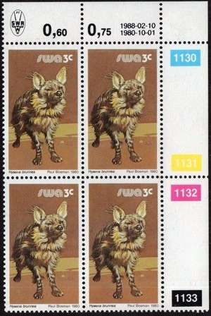 SWA - 1989 Definitive Wildlife 3c Reprint 1988.02.10 Control Block MNH