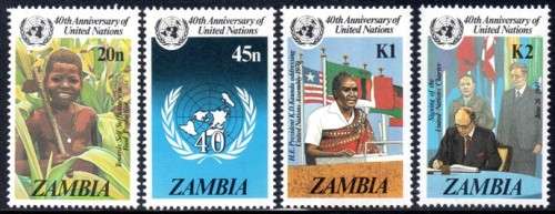 Zambia - 1985 40th Anniversary of UNO Set MNH SG 445-448