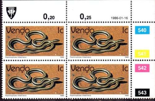Venda - 1986 Reptiles 1c Control Block 1986.01.16 MNH SACC 121