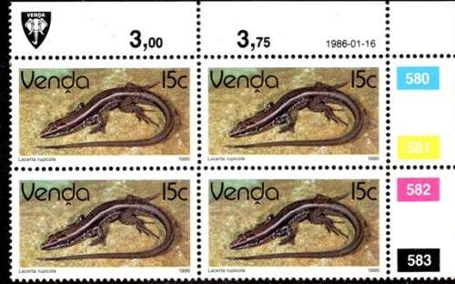 Venda - 1986 Reptiles 15c Control Block 1986.01.16 MNH SACC 131