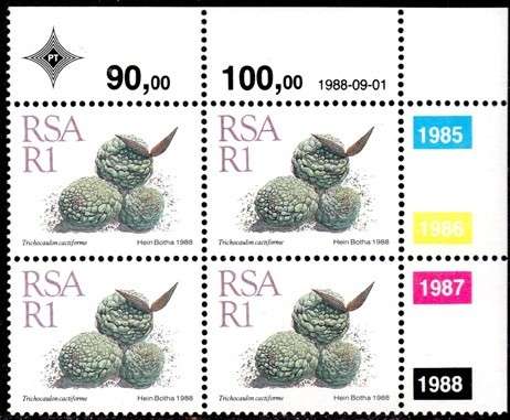 South Africa - 1988 Succulents R1 Control Block MNH SACC 681