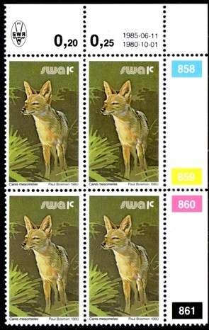 SWA - 1982 Definitive Wildlife 1c Reprint 1985.06.11 Control Block MNH