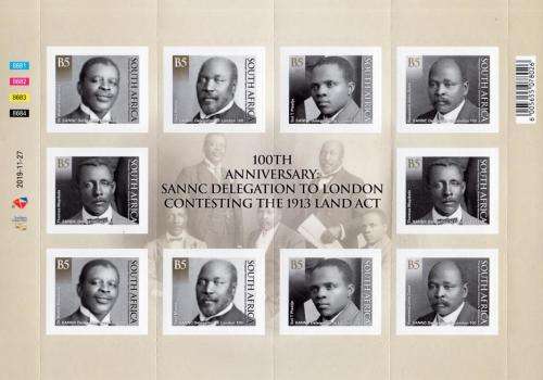South Africa - 2019 SANNC Delegation to London Sheet MNH