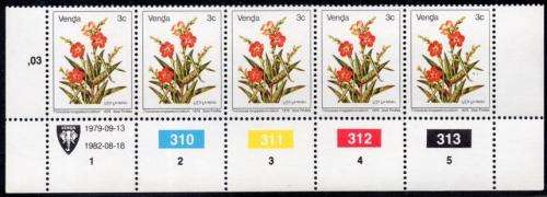 Venda - 1982 Flowers 3c Reprint Control Block 1982-08-18 MNH