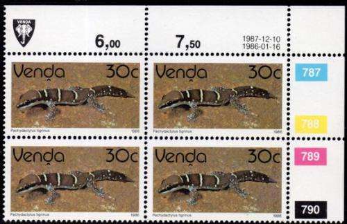 Venda - 1987 Reptiles 30c Control Block 1987.12.10 MNH SACC 134
