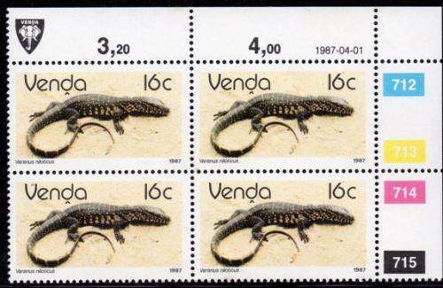 Venda - 1987 Reptiles 16c Control Block 1987.04.01 MNH SACC 155