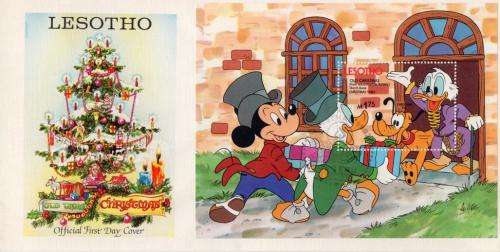 Lesotho - 1983 Christmas Disney FDC Set