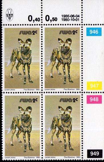 SWA - 1989 Definitive Wildlife 2c Reprint 1986.06.04 Control Block MNH