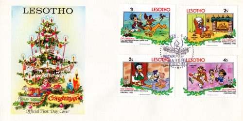Lesotho - 1983 Christmas Disney FDC Set