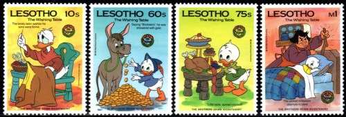Lesotho - 1985 Christmas Brothers Grimm Disney Set & MS MNH SG 672-676