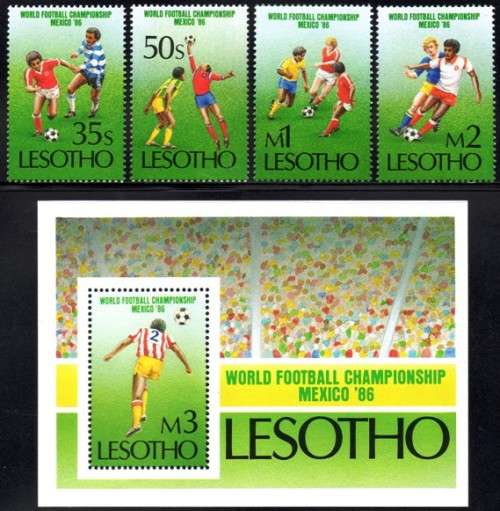 Lesotho - 1986 FIFA World Cup Set & MS MNH SG 686-690