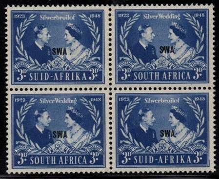 SWA - 1948 Royal Silver Wedding Block MNH SACC 165