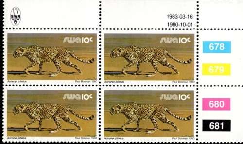 SWA - 1983 Definitive Wildlife 10c Reprint 1983.03.16 Control Block MNH