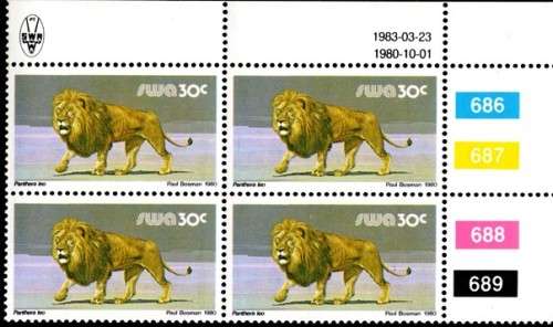 SWA - 1983 Definitive Wildlife 30c Reprint 1983.03.23 Control Block MNH