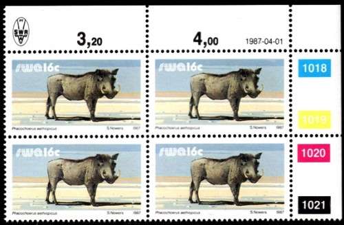 SWA - 1987 16c Warthog Additional Value 1987.04.01 Control Block MNH SACC 489