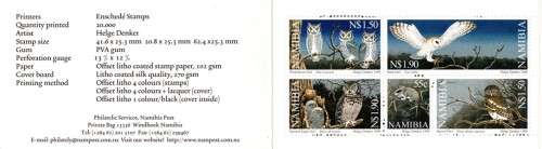 Namibia - 1998 Owls Booklet MNH SACC 251