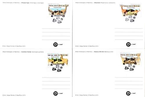 Namibia - 2015 Small Antelopes Postcard Set Cancelled