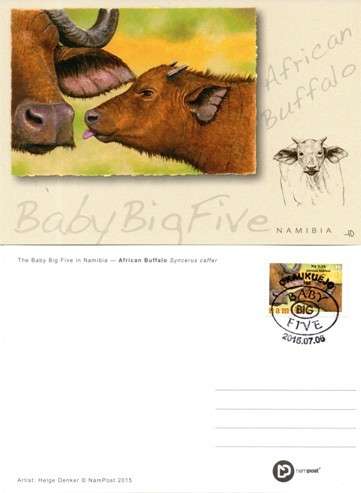 Namibia - 2015 Baby Big Five Postcard Set Cancelled