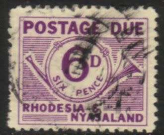 Rhodesia & Nyasaland - 1961 Postage Due 6d Used SACC 6