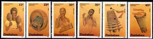 Zimbabwe - 1991 Traditional Musical Instruments Set MNH SG 804-809