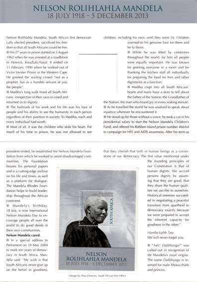 South Africa - 2014 Nelson Mandela Commemorative Folder SF 8.7