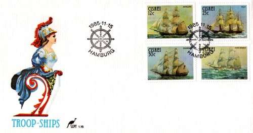 Ciskei - 1985 Sail Troopships FDC 1.16